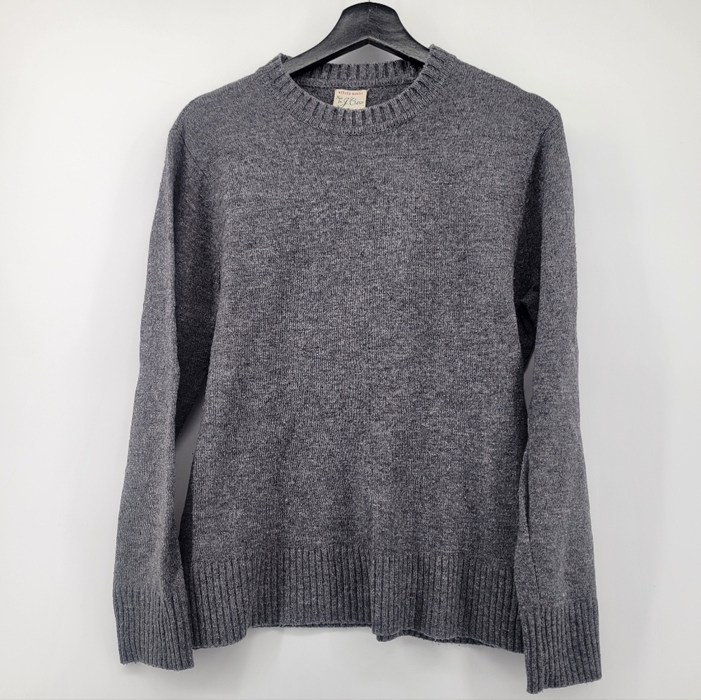 J. Crew Rugged merino For J. Crew wool heather crewneck sweater Gray Size Medium